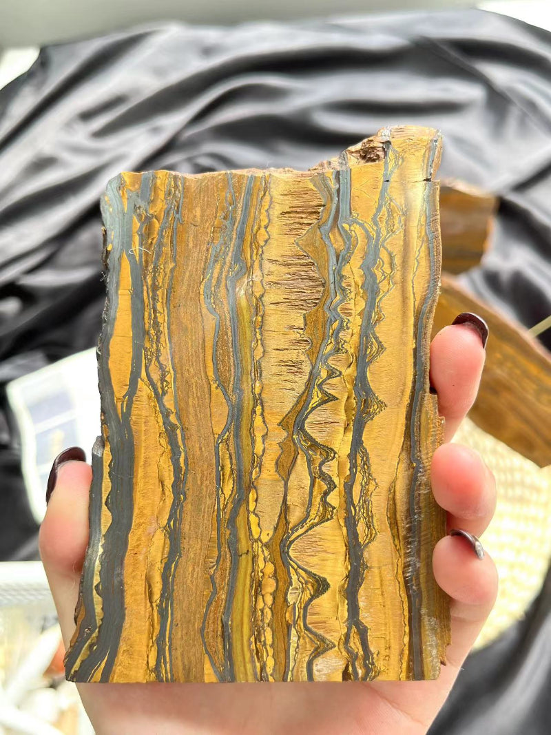 Tiger Eye Crystal Slab with Natural Golden Shimmer Wholesale