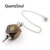 Tiger's Eye Crystal Pendulum with Sacred Geometry Symbol for Protection and Grounding