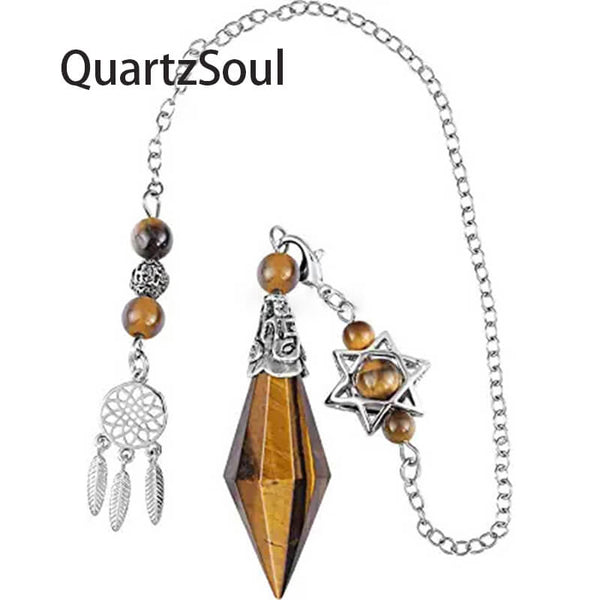 Tiger's Eye Crystal Pendulum for Spiritual Guidance and Dowsing