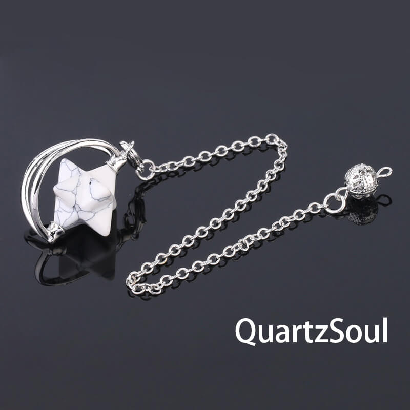 White Turquoise Merkaba Star Pendulum for protection