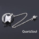 White Turquoise Merkaba Star Pendulum for protection