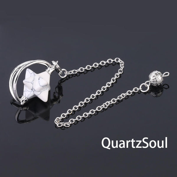 White Turquoise Merkaba Star Pendulum for protection