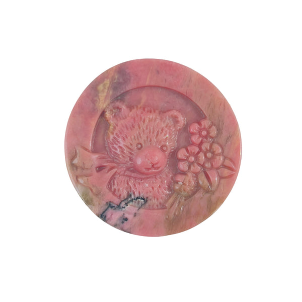 Detailed markings on wholesale rhodonite bear crystal carving