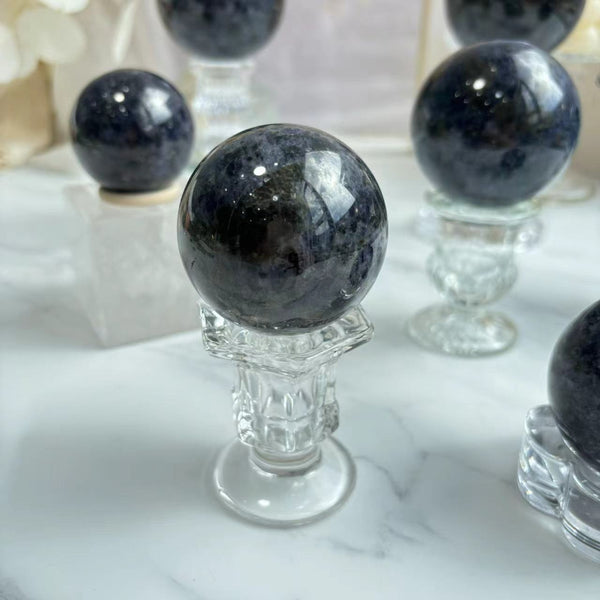 Wholesale Display of Premium Lolite Crystal Spheres for Retailers