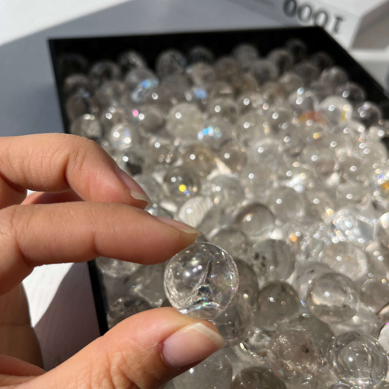 Assortment of wholesale clear quartz mini spheres various sizes