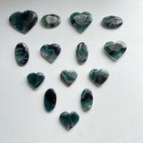 Wholesale natural fluorite palm stones and heart crystals in various colors