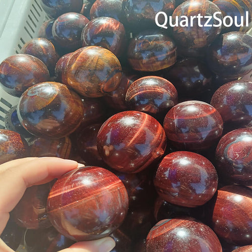 Premium wholesale Red Tiger's Eye sphere with golden-red banding