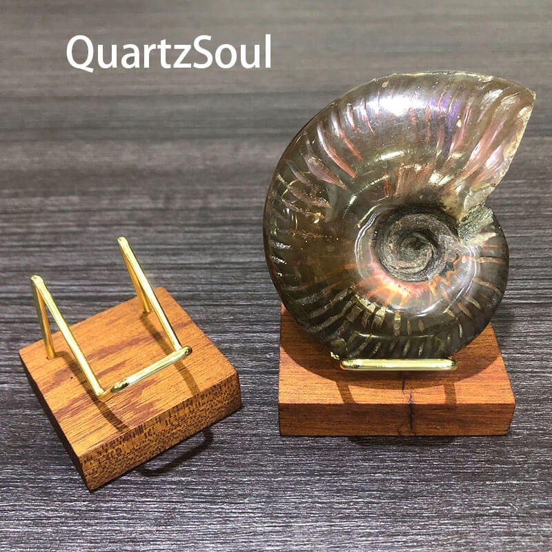 Handcrafted Wooden Crystal Display Stand with Metal Holders