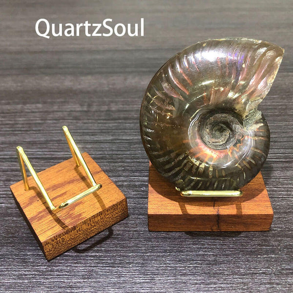 Handcrafted Wooden Crystal Display Stand with Metal Holders