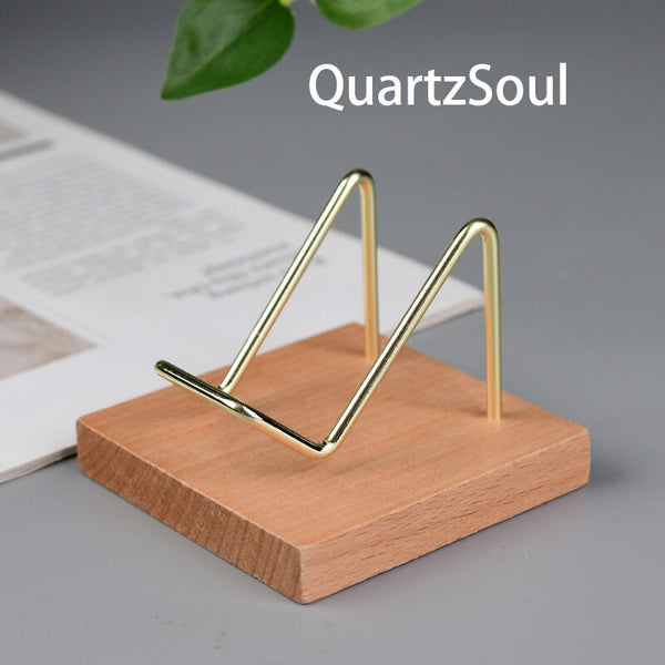 Wooden Crystal Display Stand with Metal Holder for Spheres