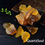 Yellow Fluorite Raw Crystals in Black Display Dish for Home Decor