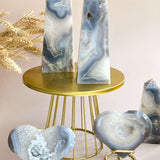 Premium Blue Flower Agate Crystal with Natural Floral Patterns