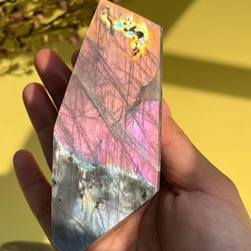 Smooth Polished Labradorite Palm Stone for Meditation and Chakra Healing