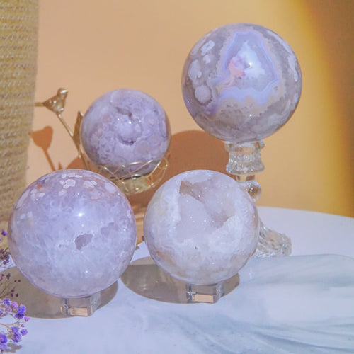 Premium Pink Amethyst Sphere Crystal Ball on Display Stand