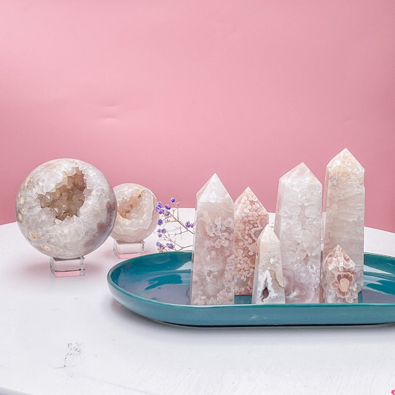 Natural Pink Amethyst Tower Crystal Point for Healing and Home Decor