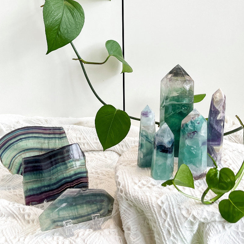 Natural Green Fluorite Tower Crystal Healing Stone
