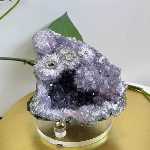 Natural raw amethyst crystal cluster with deep purple crystalline formation