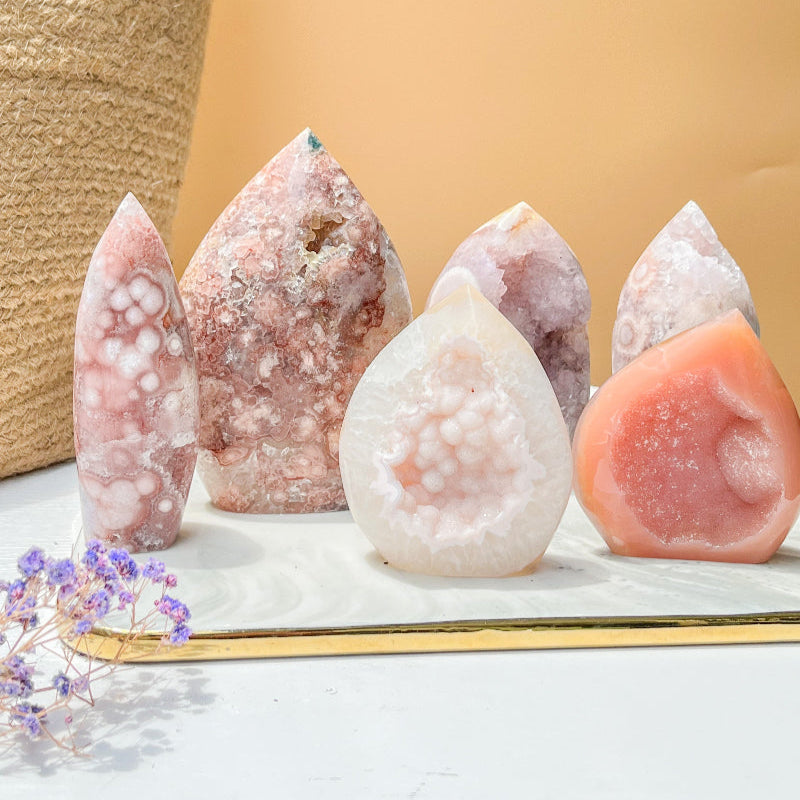 Sugar Druzy Crystal Points Wholesale Collection with Pink and White Formations