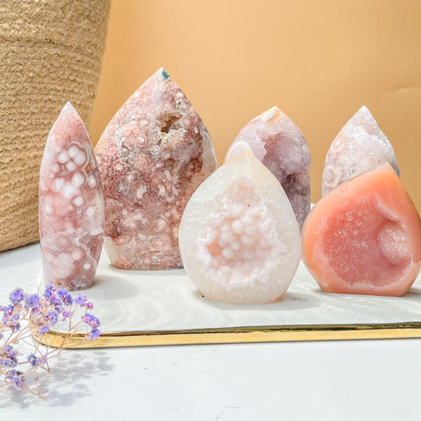 Sugar Druzy Crystal Points Wholesale Collection with Pink and White Formations