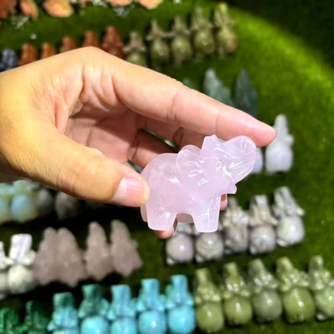 Crystal Elephant | Feng Shui Rose Quartz Carving | Retail & Wholesale