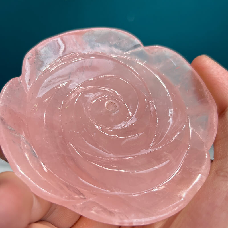 Rose Quartz Crystal Flower - Hand-Carved Gemstone