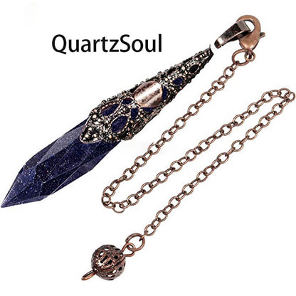 Blue Strawberry Crystal Pendulum for Intuition and Psychic Abilities