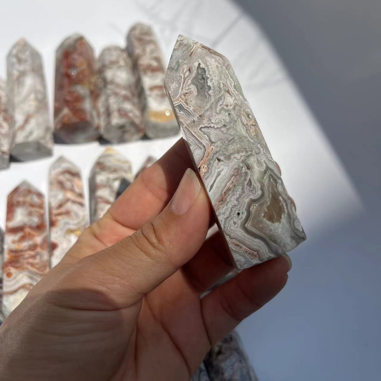 Crazy Lace Agate Crystal Tower Wholesale