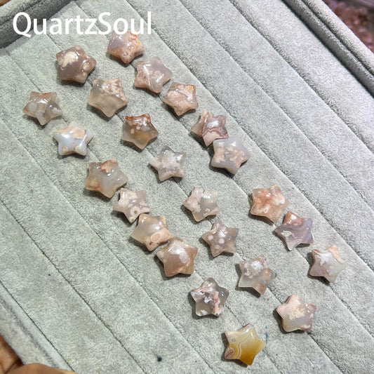 Star-shaped Flower Agate crystals wholesale collection with peach tones
