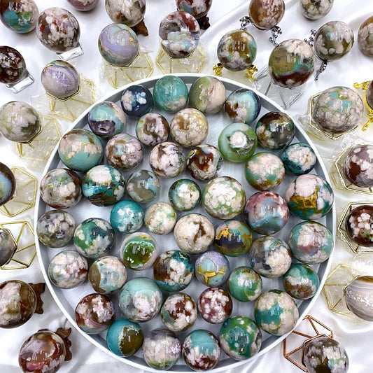 Green Flower Agate Sphere Wholesalers