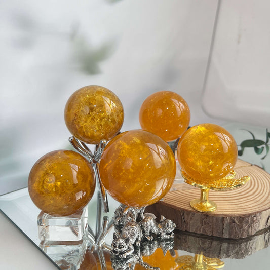 Honey mica fluorite sphere