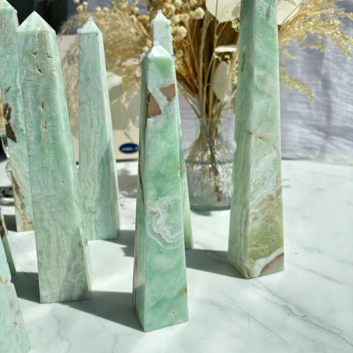 Natural Green Calcite Stones Crystal Tower Wholesale