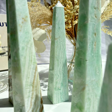 Natural Green Calcite Stones Crystal Tower Wholesale