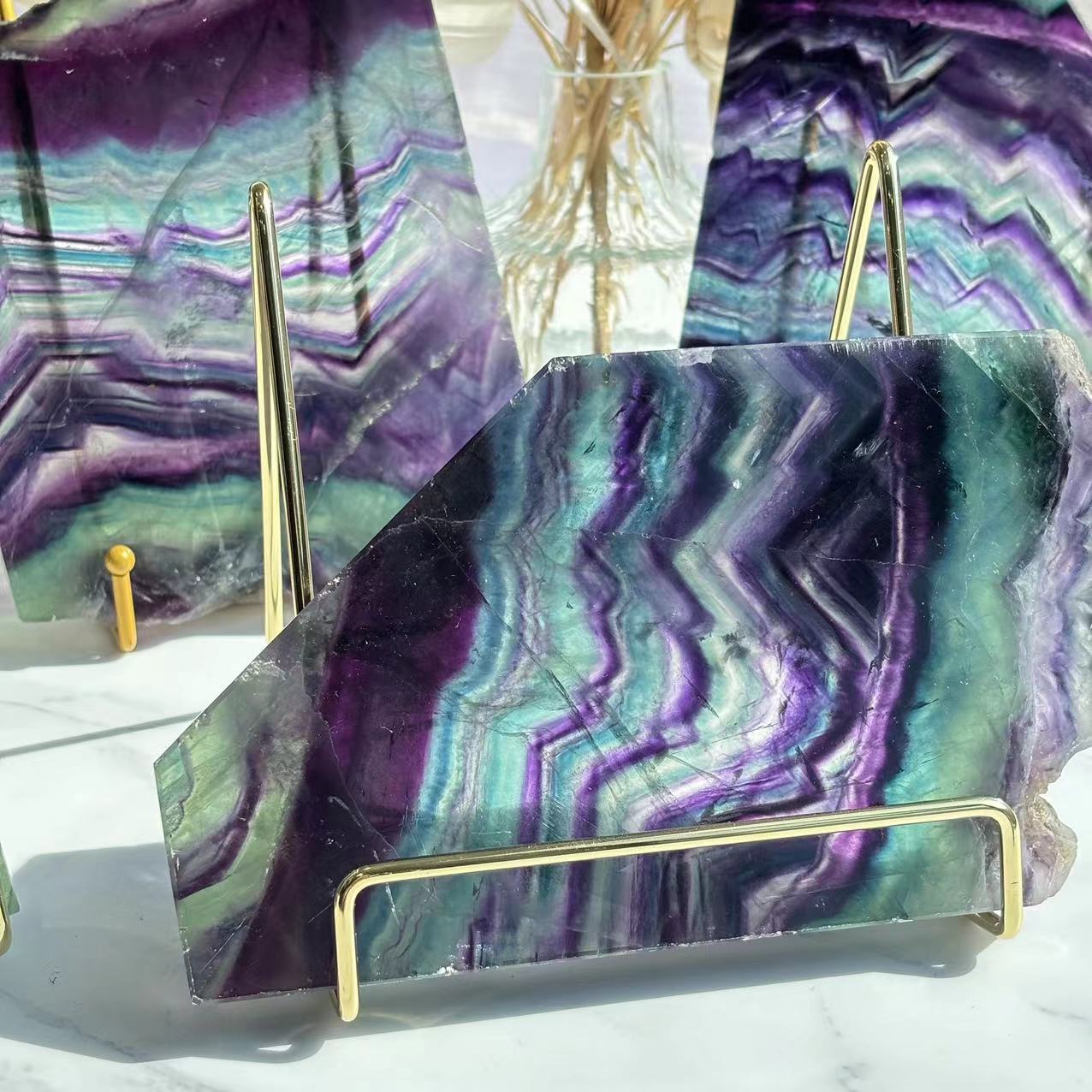 Natural Sliced Colorful Fluorite Stones Slab Wholesale