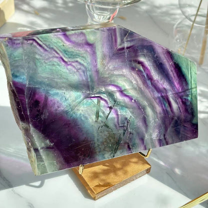 Natural Sliced Colorful Fluorite Stones Slab Wholesale