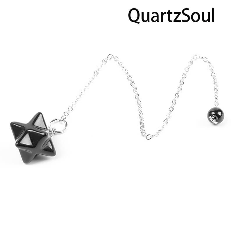 Obsidian Merkaba Star Crystal Pendulum for Protection