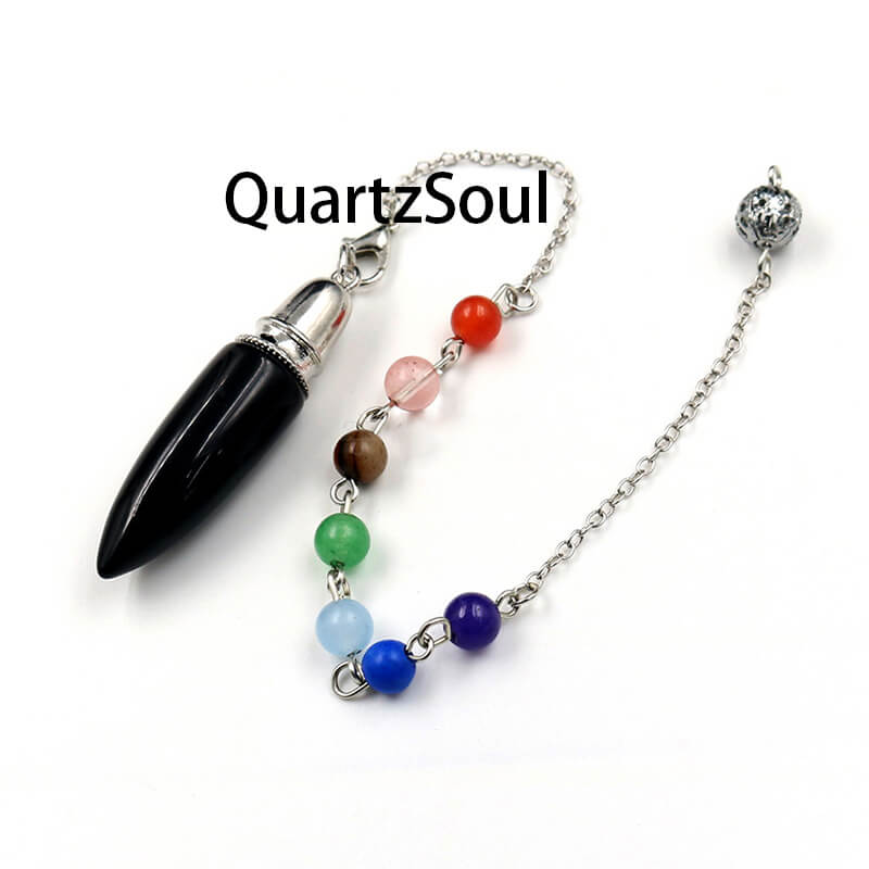 Obsidian Pendulum with Chakra Chain for Accurate Dowsing