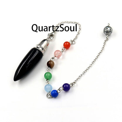 Obsidian Pendulum with Chakra Chain for Accurate Dowsing