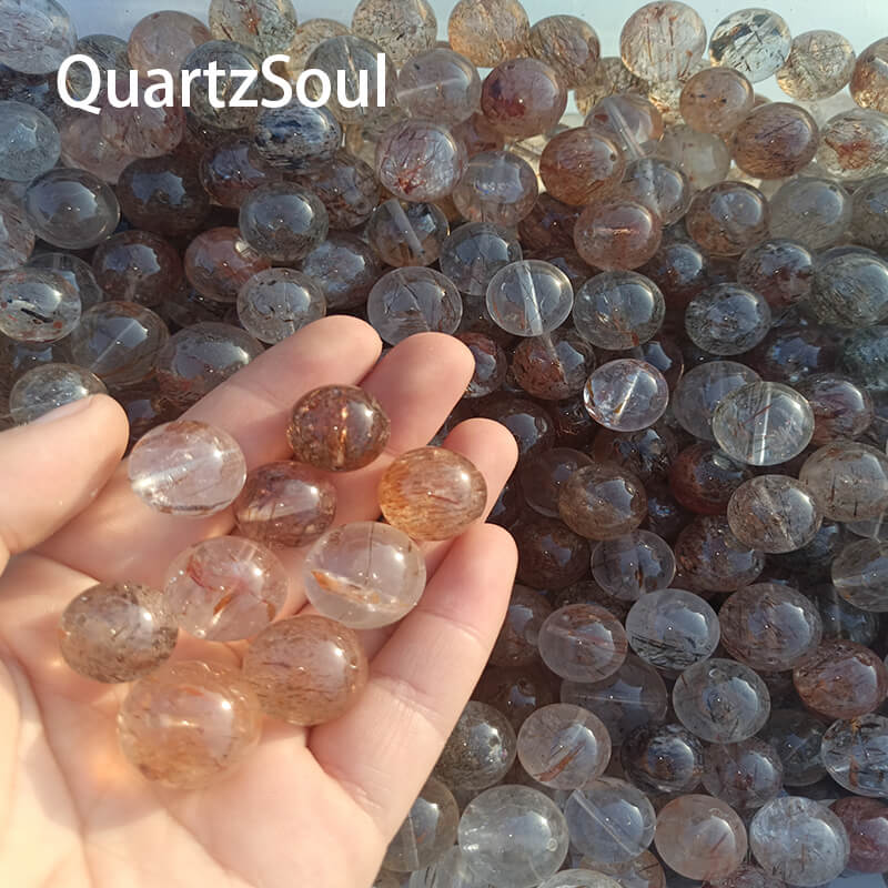 Bulk Red Rutilated quartz spheres for crystal wholesale suppliers