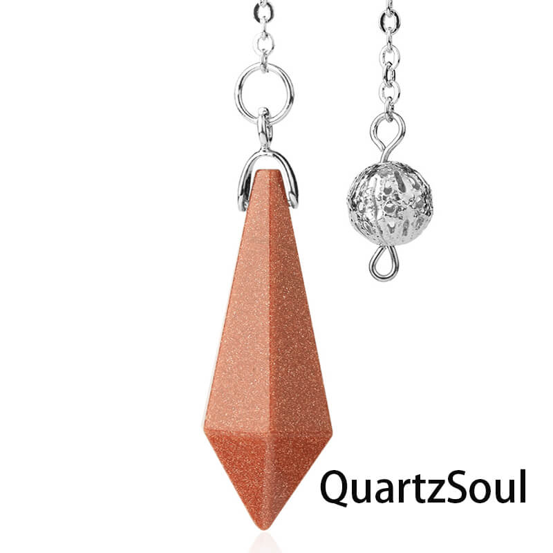 Sunstone pendulum with silver chain for grounding energy