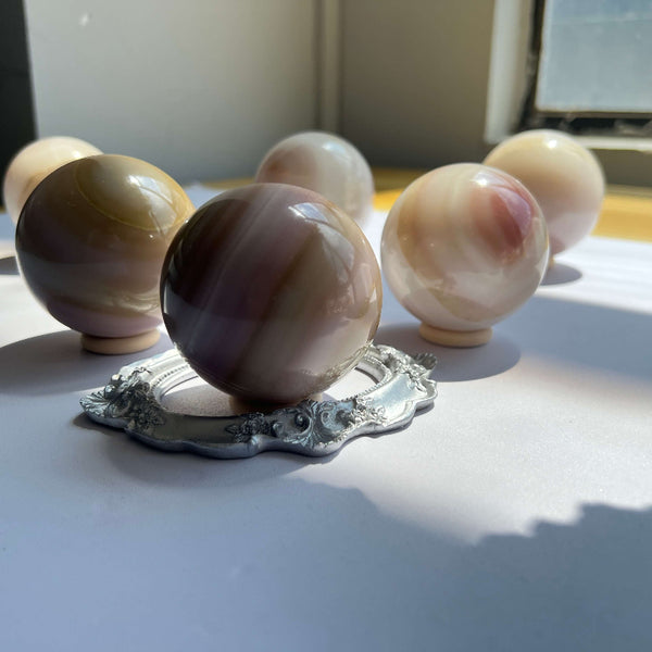 Agate Sphere with Unique Natural Banding Patterns