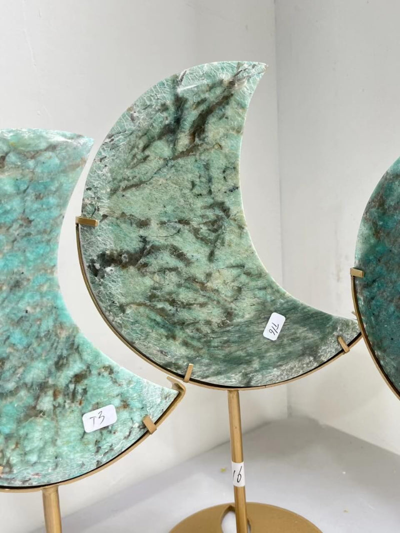 Amazonite Crystal Moon Display Wholesale Healing Stones