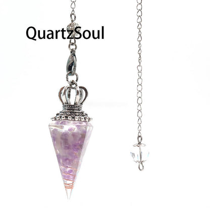 Amethyst Crystal Pendulum with Silver Crown for Divination