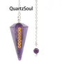 Natural Amethyst Crystal Pendulum with Chakra Symbols for Divination