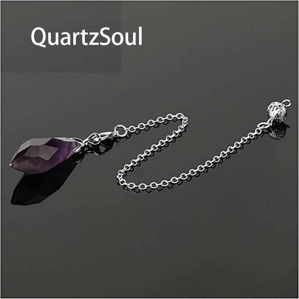Natural Amethyst Crystal Pendulum with Silver Chain for Divination