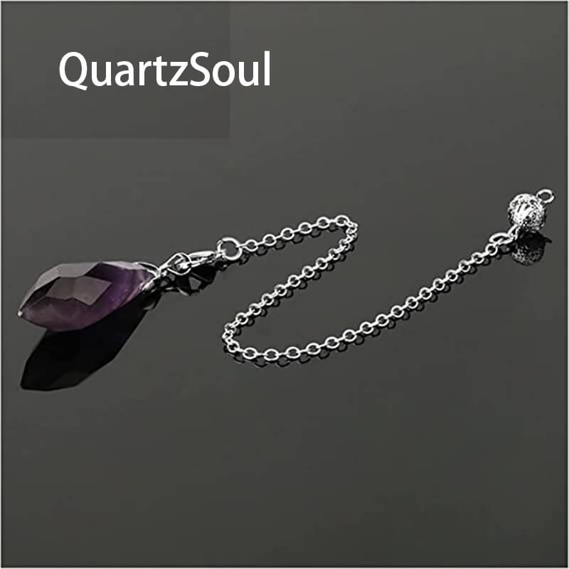 Natural Amethyst Crystal Pendulum with Silver Chain for Divination