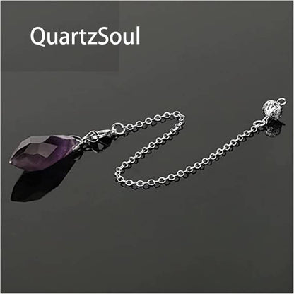 Natural Amethyst Crystal Pendulum with Silver Chain for Divination