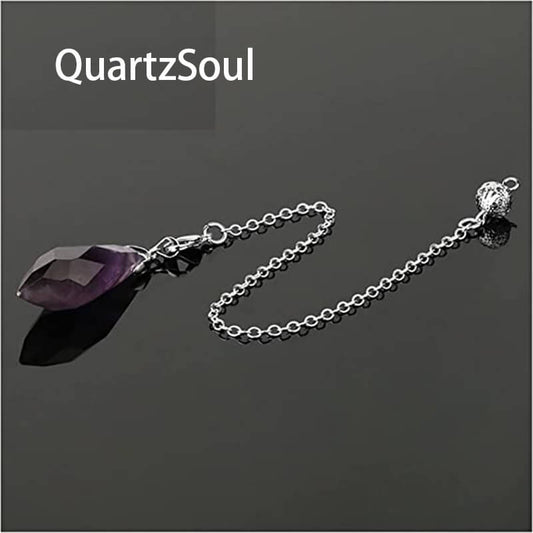 Natural Amethyst Crystal Pendulum with Silver Chain for Divination