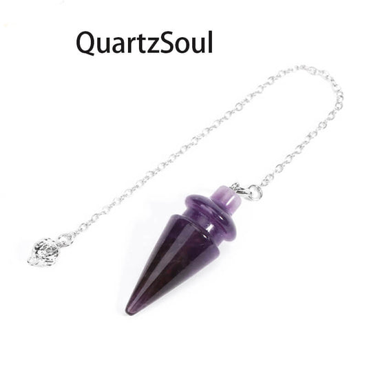 Natural Amethyst Crystal Pendulum with Silver Chain for Divination