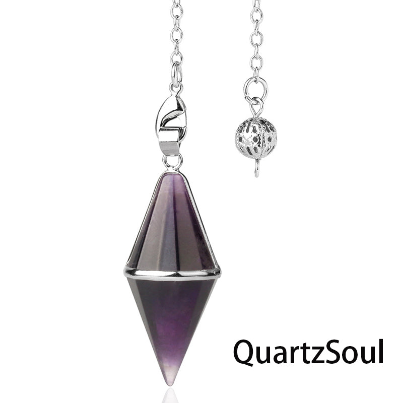 Amethyst faceted crystal pendulum for spiritual growth and third eye activation