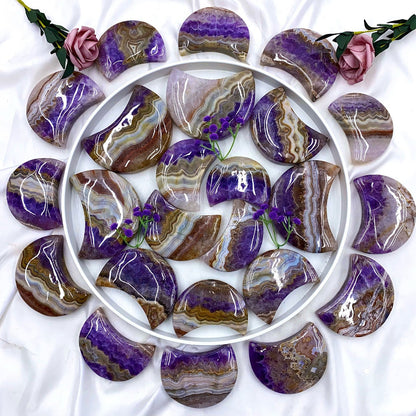 Premium Amethyst Mexican Agate Moon Crystal Wholesale Healing Stone